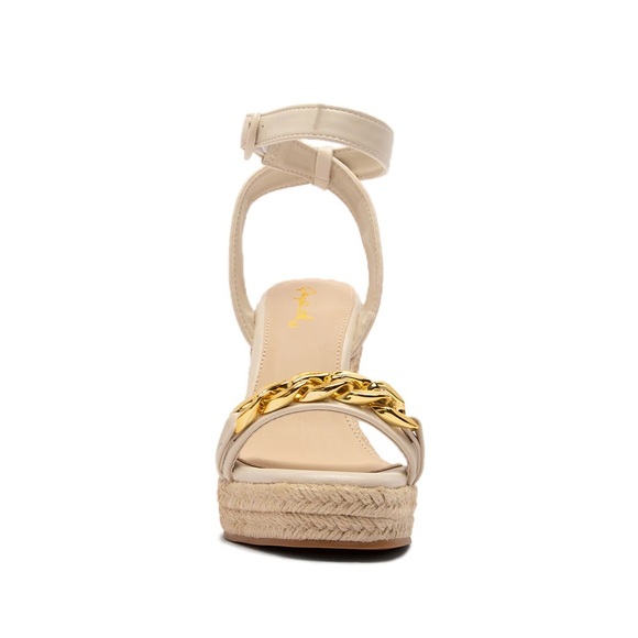 Off White Ankle Strap Espadrille Wedges - Picture 8 of 8